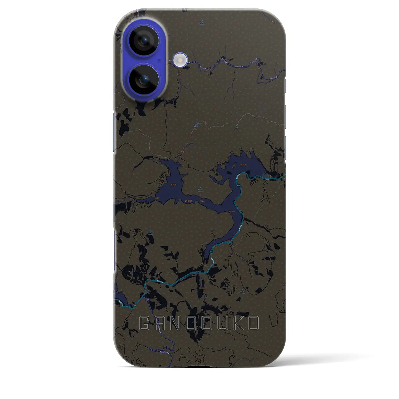 【岩洞湖（岩手県）】地図柄iPhoneケース（バックカバータイプ）