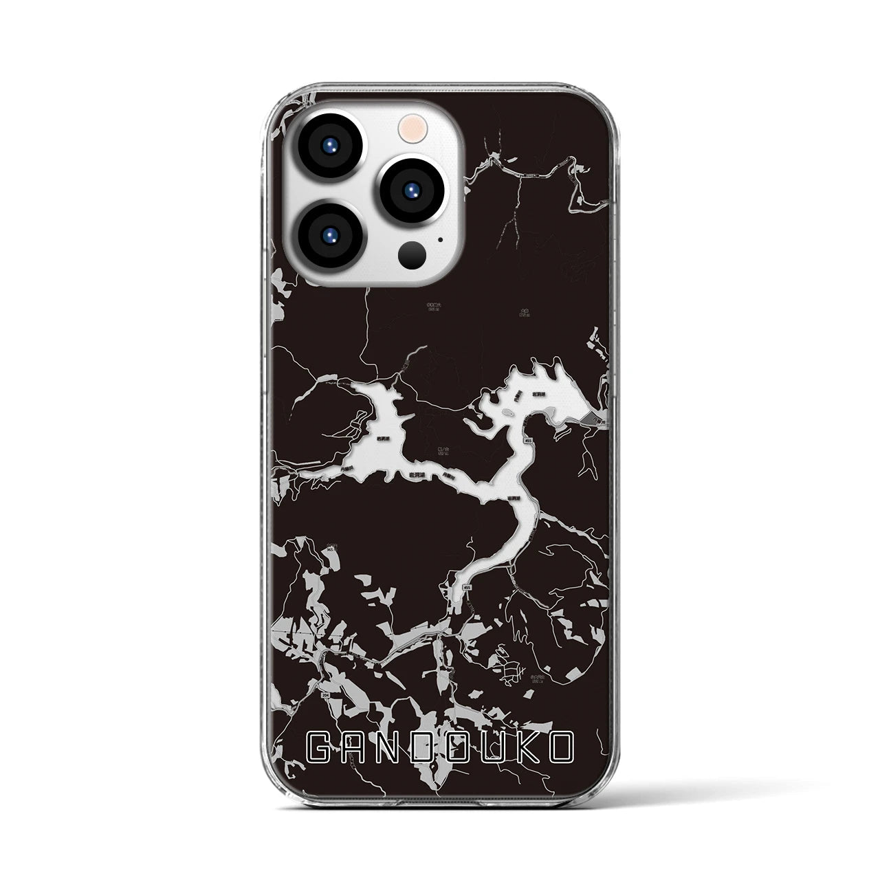 【岩洞湖（岩手県）】地図柄iPhoneケース（クリアタイプ）