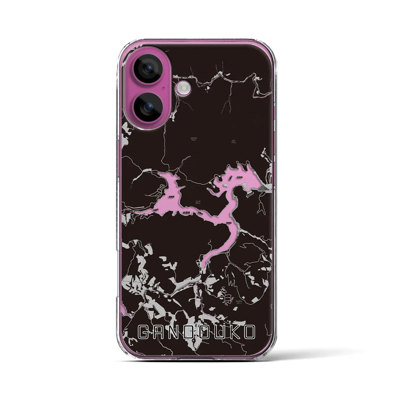 【岩洞湖（岩手県）】地図柄iPhoneケース（クリアタイプ）