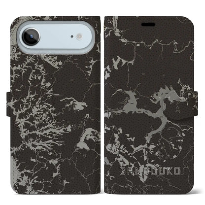 【岩洞湖（岩手県）】地図柄iPhoneケース（手帳タイプ）