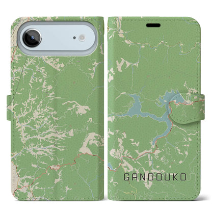 【岩洞湖（岩手県）】地図柄iPhoneケース（手帳タイプ）