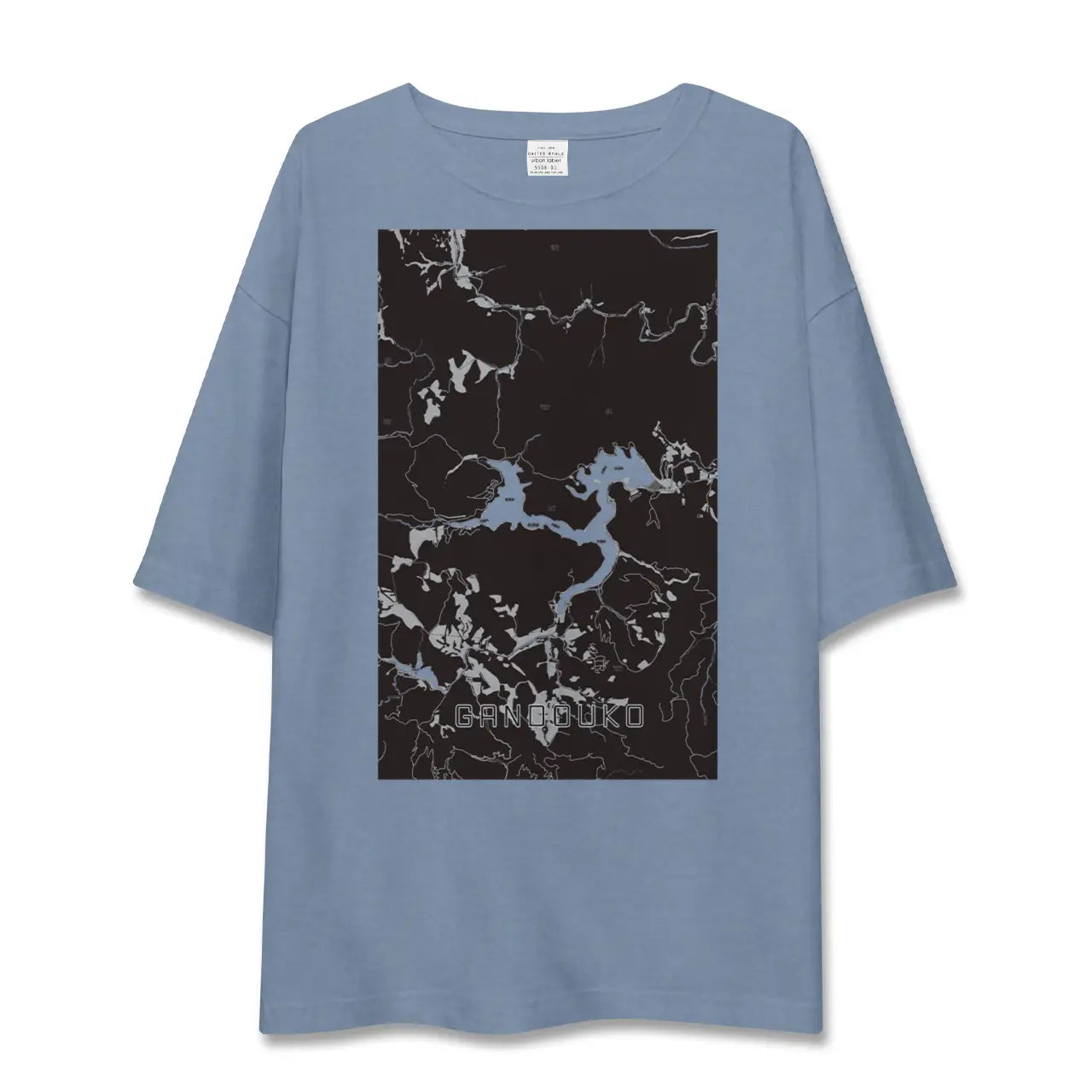 【岩洞湖（岩手県）】地図柄ビッグシルエットTシャツ