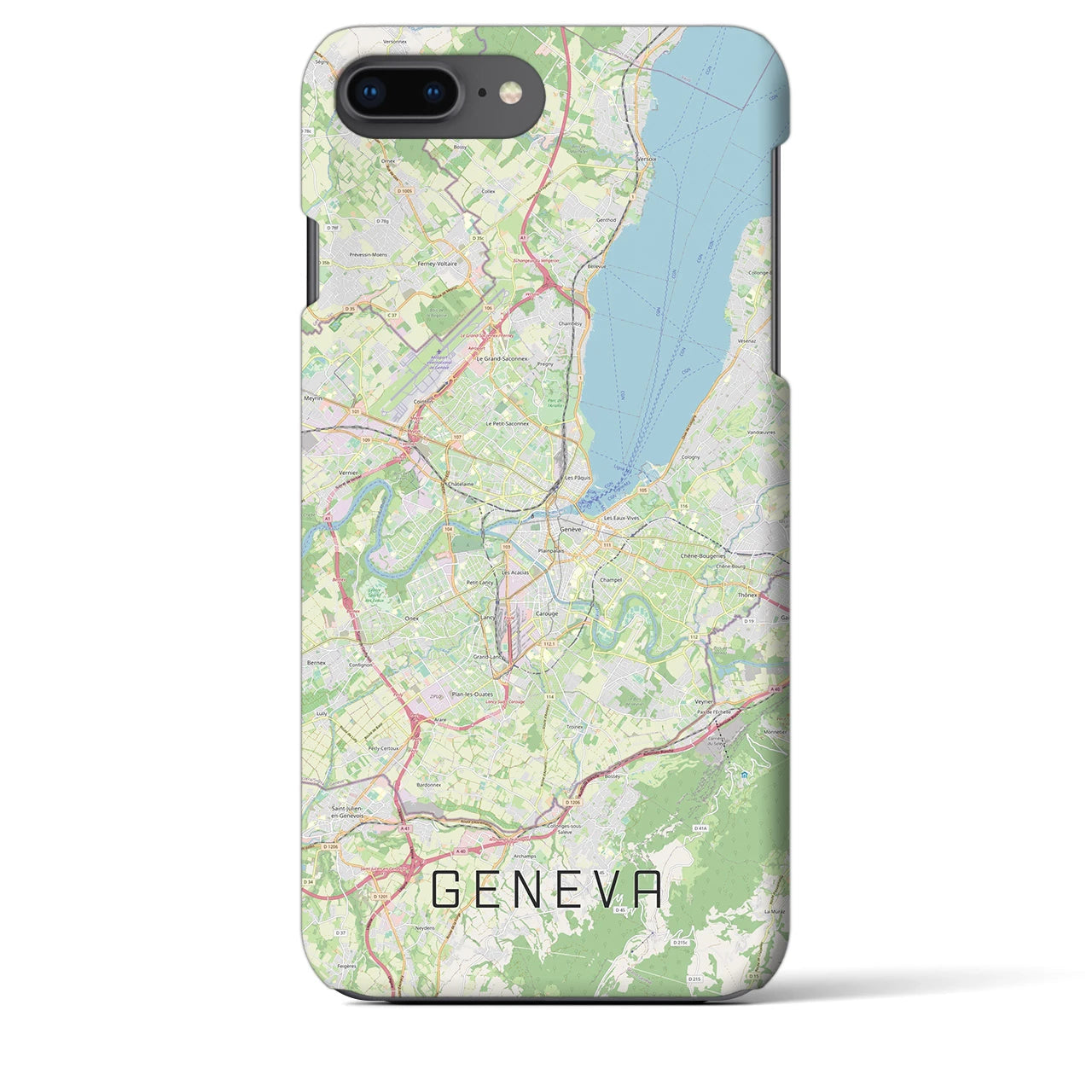 【ジュネーヴ（スイス）】地図柄iPhoneケース（バックカバータイプ）