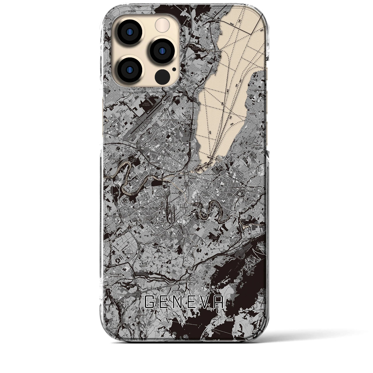 【ジュネーヴ（スイス）】地図柄iPhoneケース（クリアタイプ）