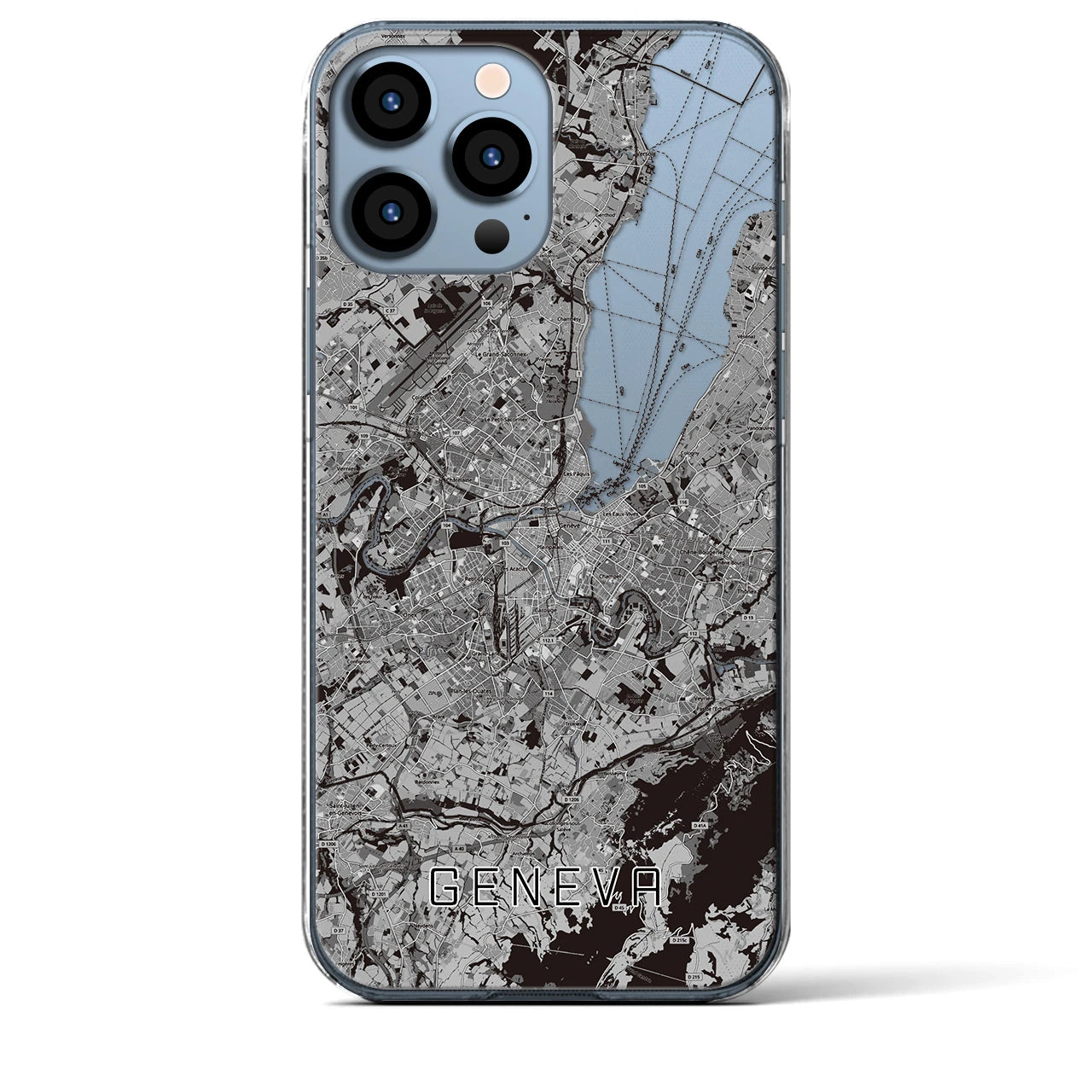 【ジュネーヴ（スイス）】地図柄iPhoneケース（クリアタイプ）