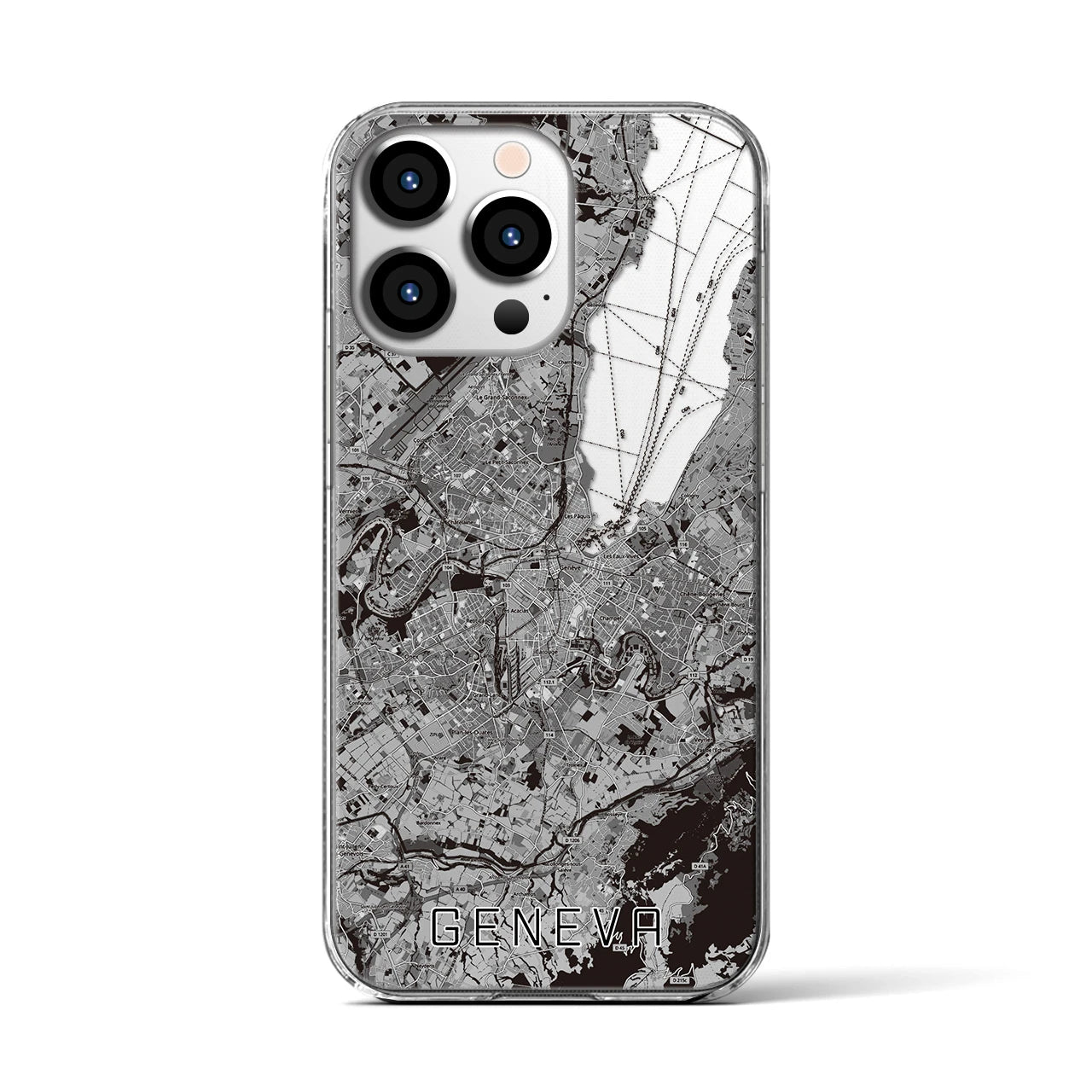 【ジュネーヴ（スイス）】地図柄iPhoneケース（クリアタイプ）
