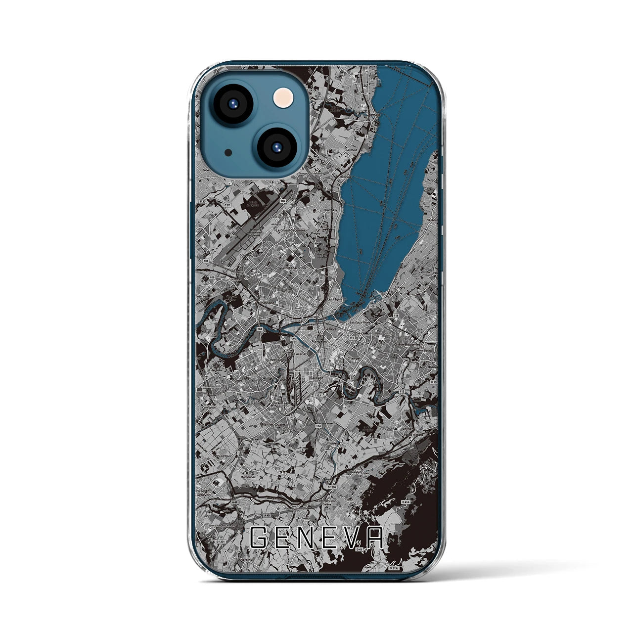 【ジュネーヴ（スイス）】地図柄iPhoneケース（クリアタイプ）