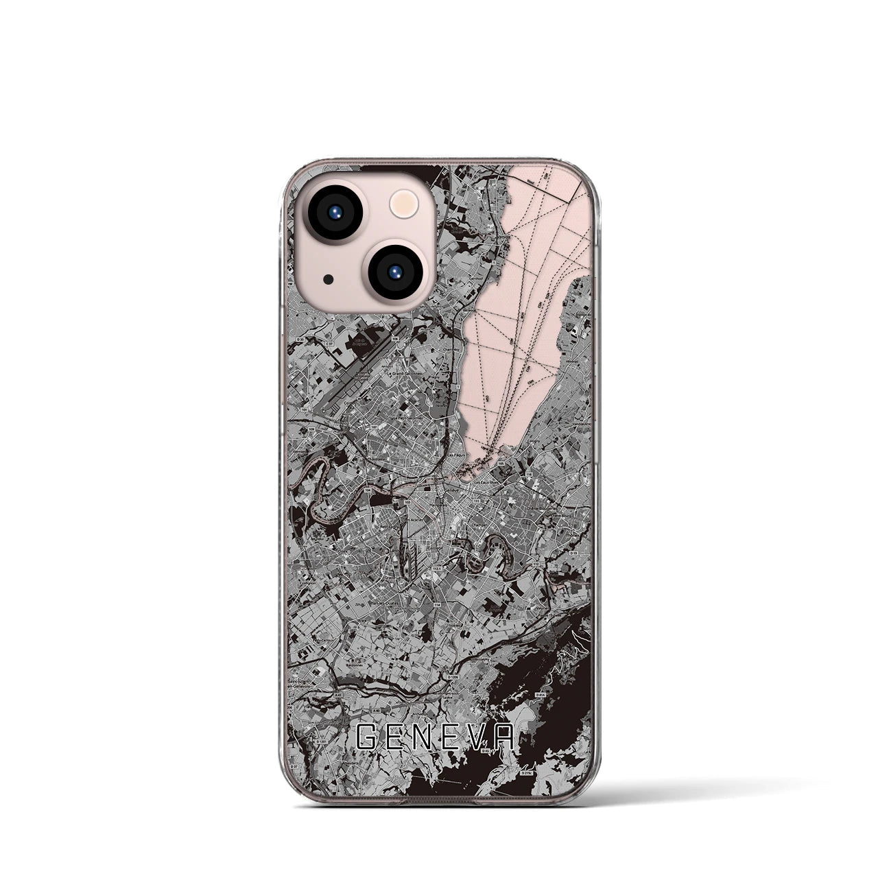 【ジュネーヴ（スイス）】地図柄iPhoneケース（クリアタイプ）