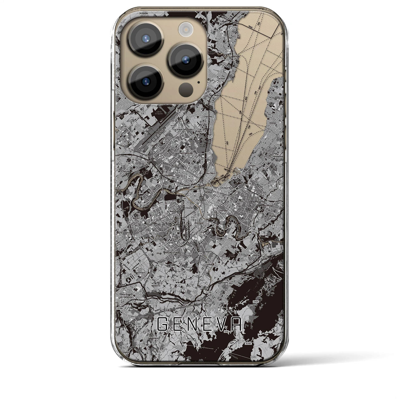 【ジュネーヴ（スイス）】地図柄iPhoneケース（クリアタイプ）