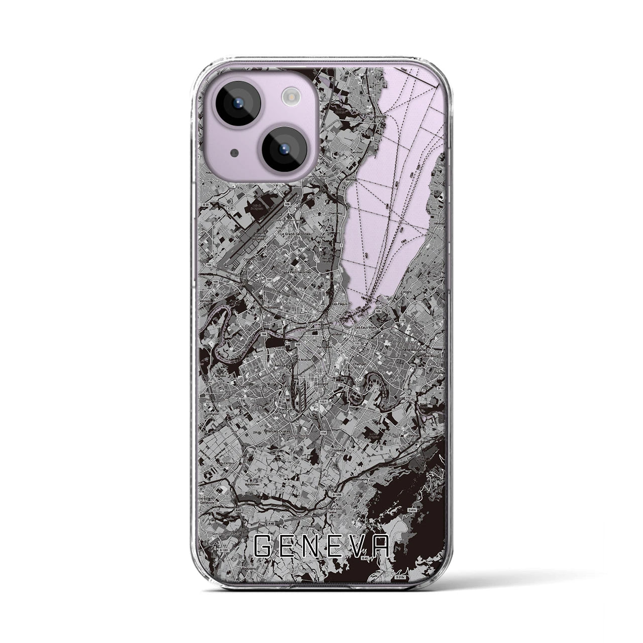 【ジュネーヴ（スイス）】地図柄iPhoneケース（クリアタイプ）