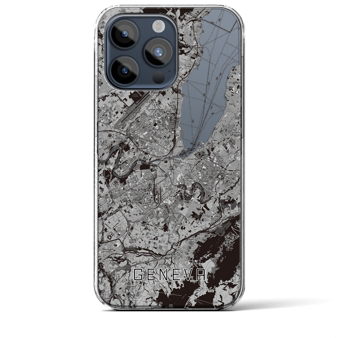 【ジュネーヴ（スイス）】地図柄iPhoneケース（クリアタイプ）