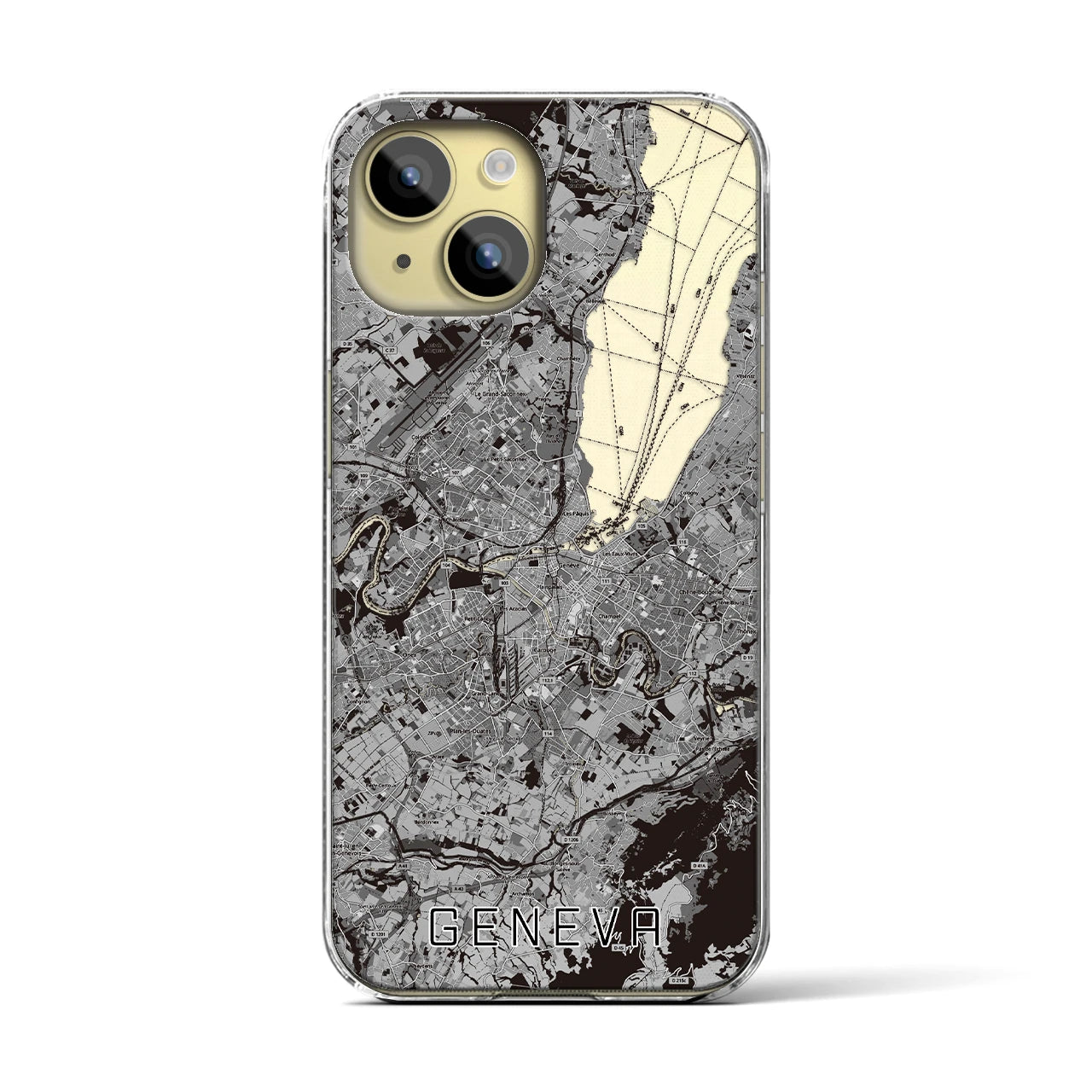 【ジュネーヴ（スイス）】地図柄iPhoneケース（クリアタイプ）
