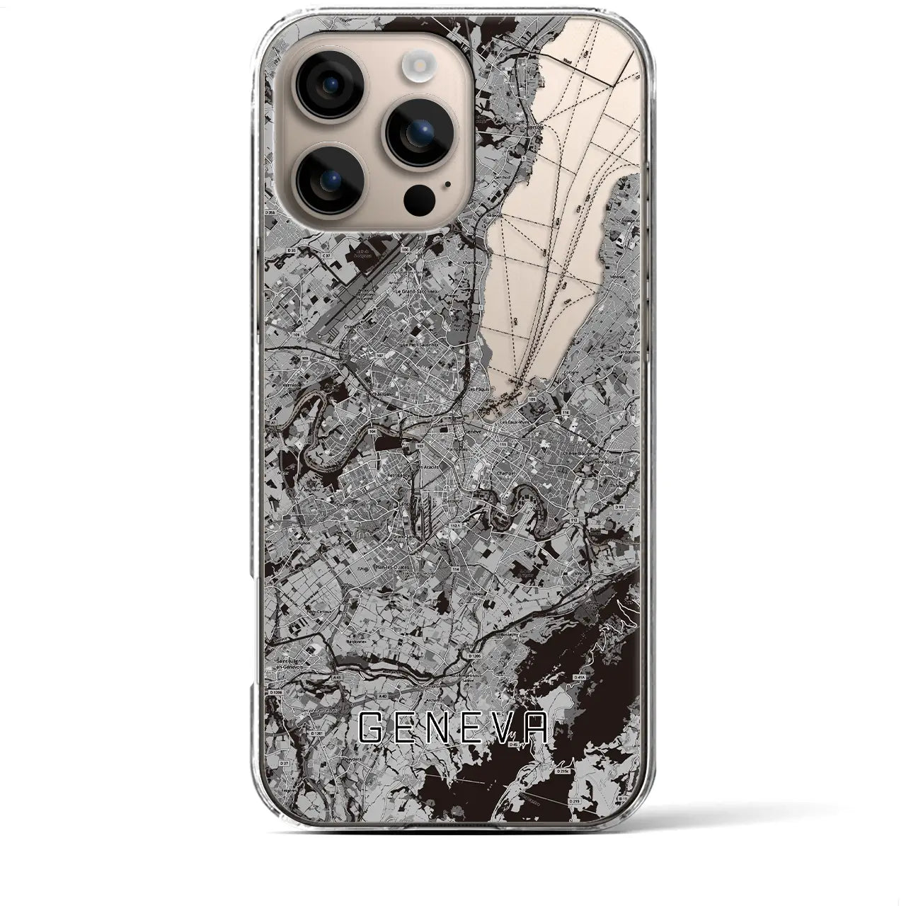 【ジュネーヴ（スイス）】地図柄iPhoneケース（クリアタイプ）