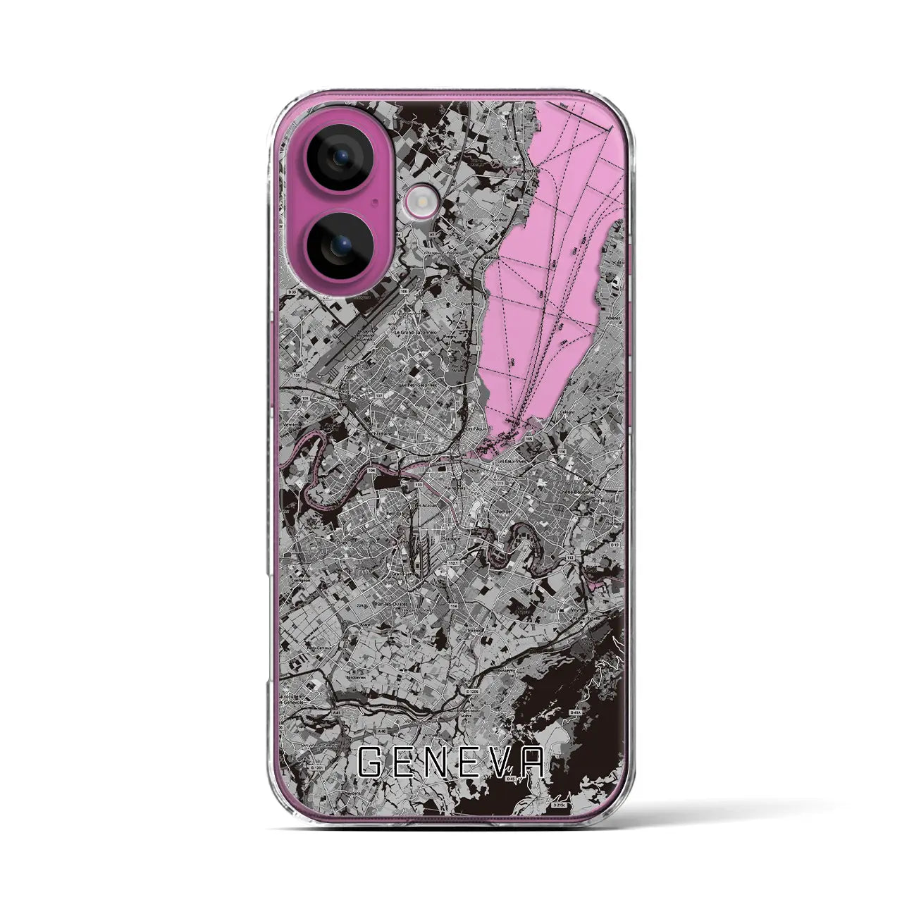 【ジュネーヴ（スイス）】地図柄iPhoneケース（クリアタイプ）