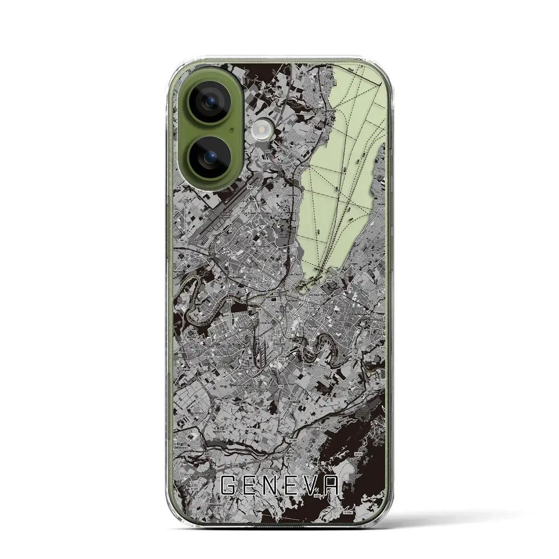 【ジュネーヴ(スイス)】地図柄iPhoneケース(クリアタイプ)モノトーン・iPhone 17 Pro Max 用