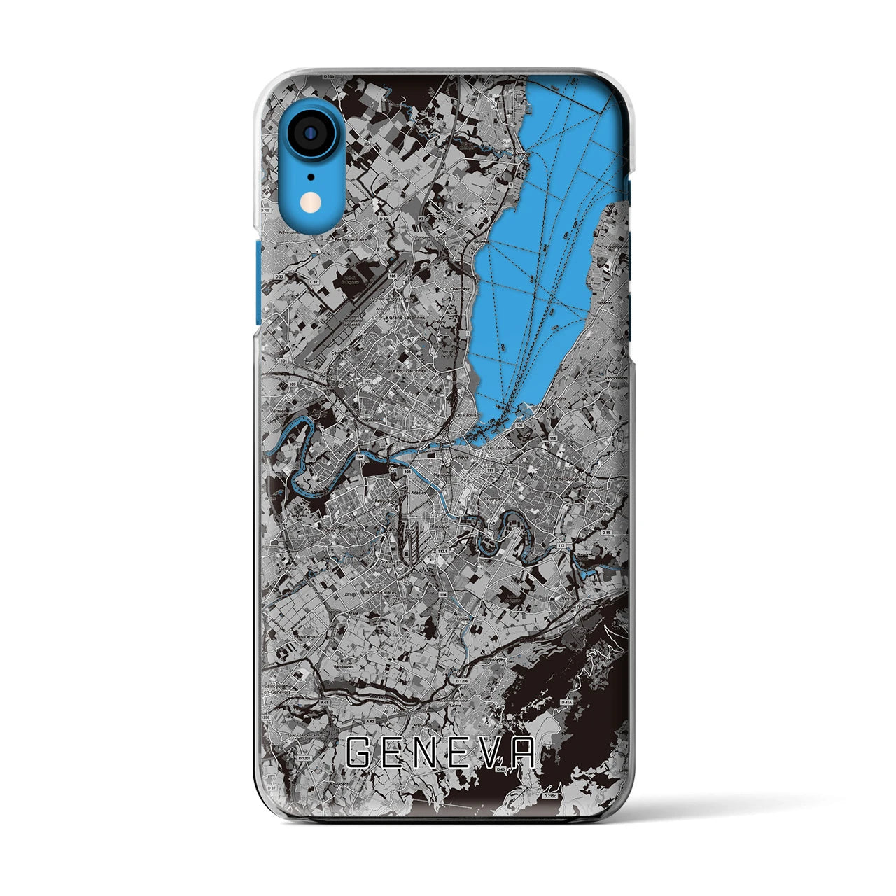 【ジュネーヴ（スイス）】地図柄iPhoneケース（クリアタイプ）