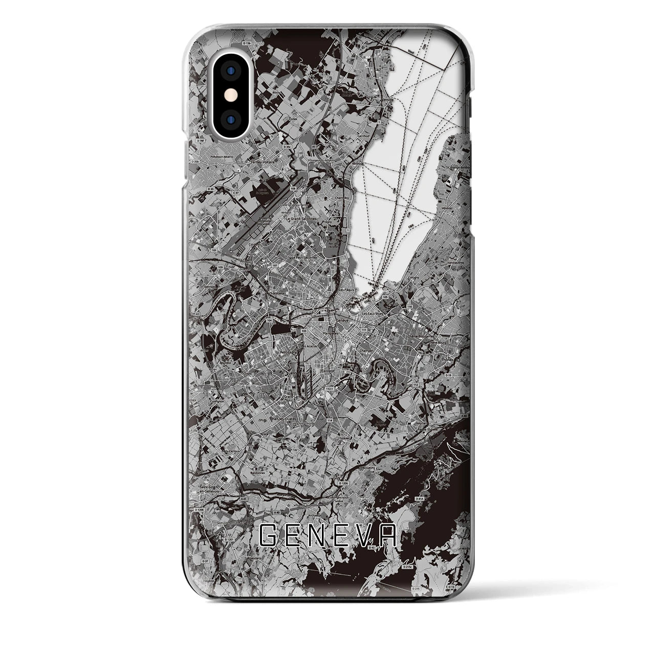 【ジュネーヴ（スイス）】地図柄iPhoneケース（クリアタイプ）