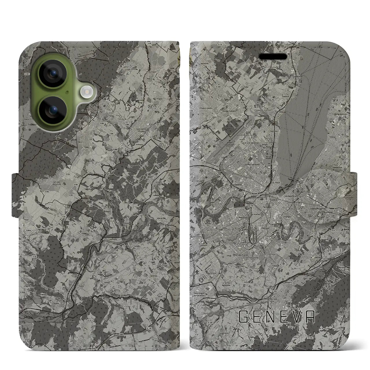 【ジュネーヴ（スイス）】地図柄iPhoneケース（手帳タイプ）