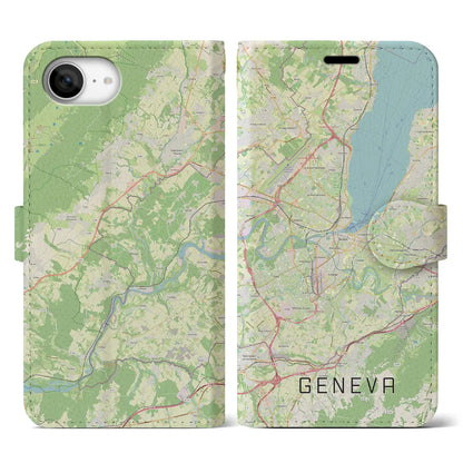 【ジュネーヴ（スイス）】地図柄iPhoneケース（手帳タイプ）