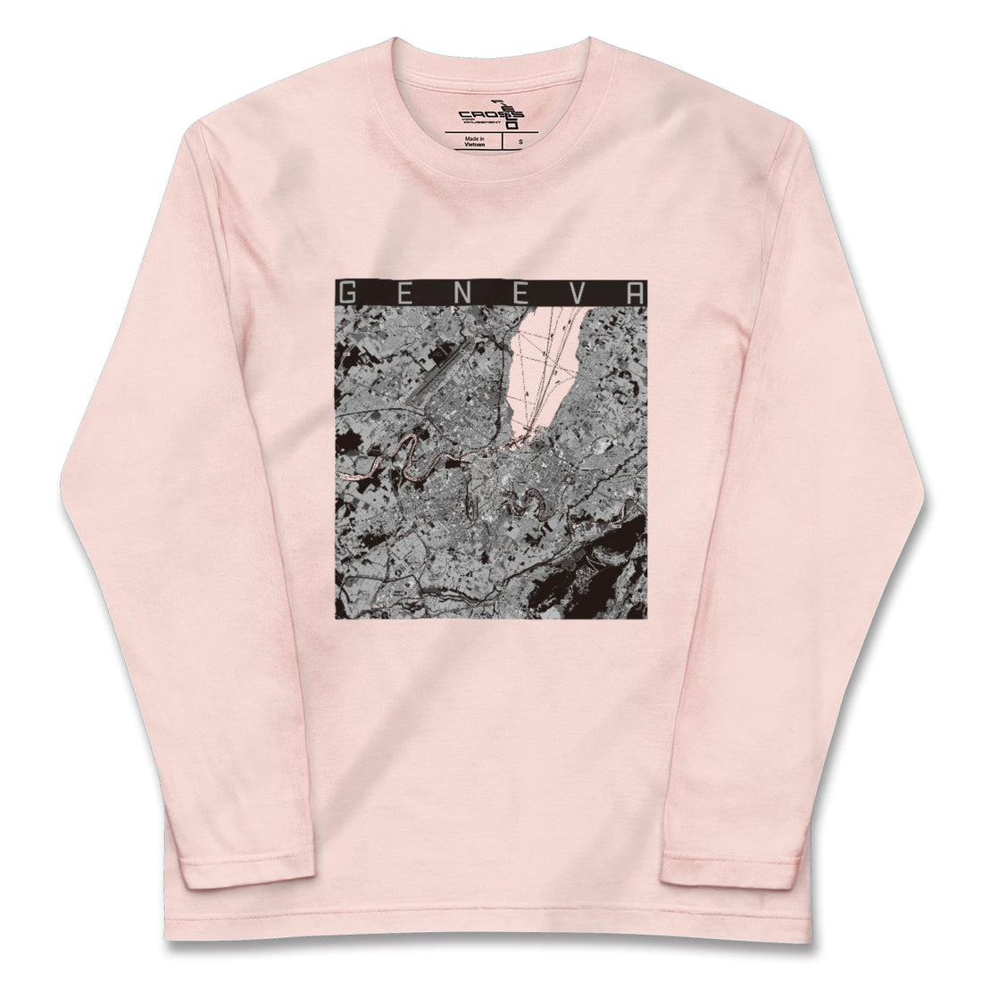 【ジュネーヴ(スイス)】地図柄ロングスリーブTシャツ