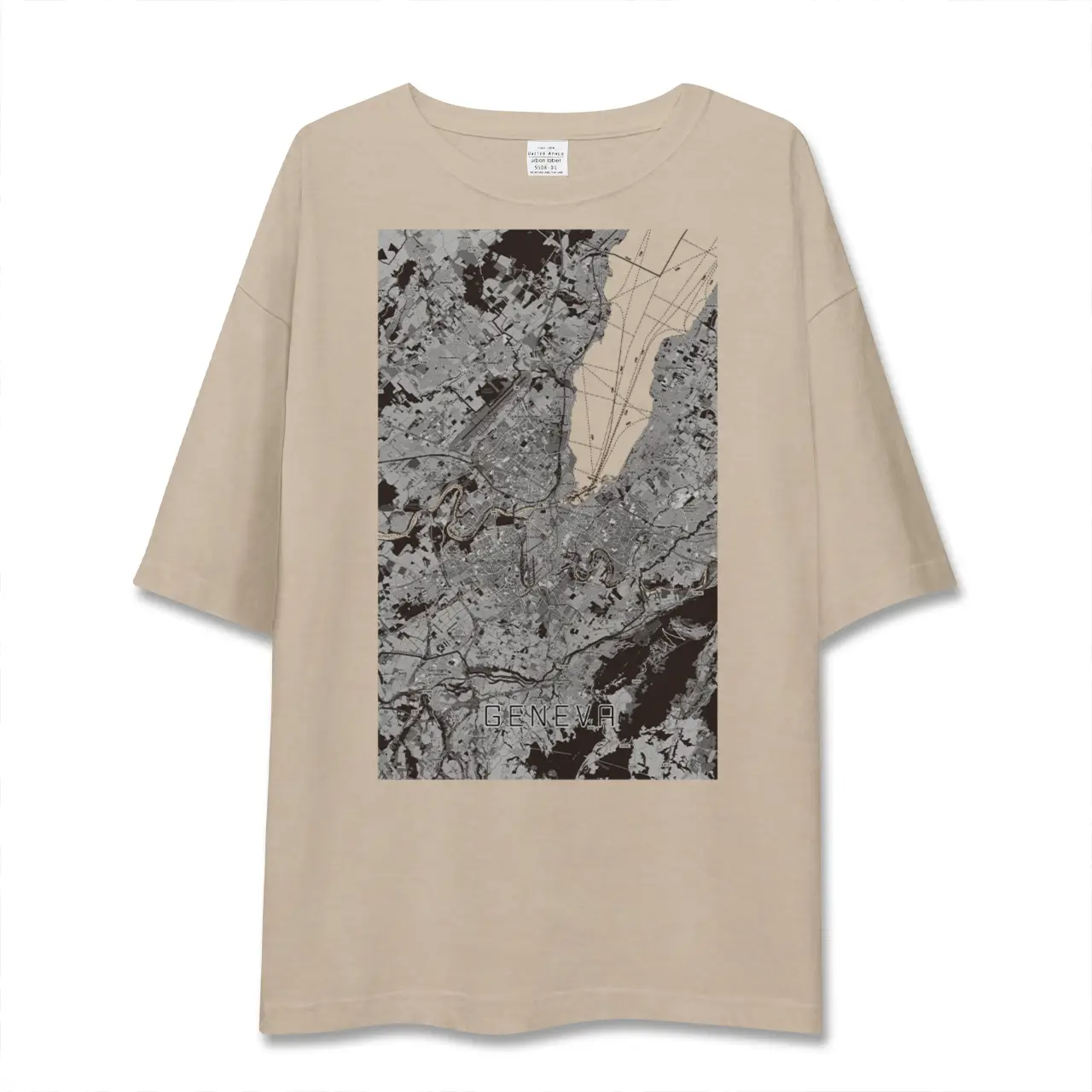 【ジュネーヴ（スイス）】地図柄ビッグシルエットTシャツ
