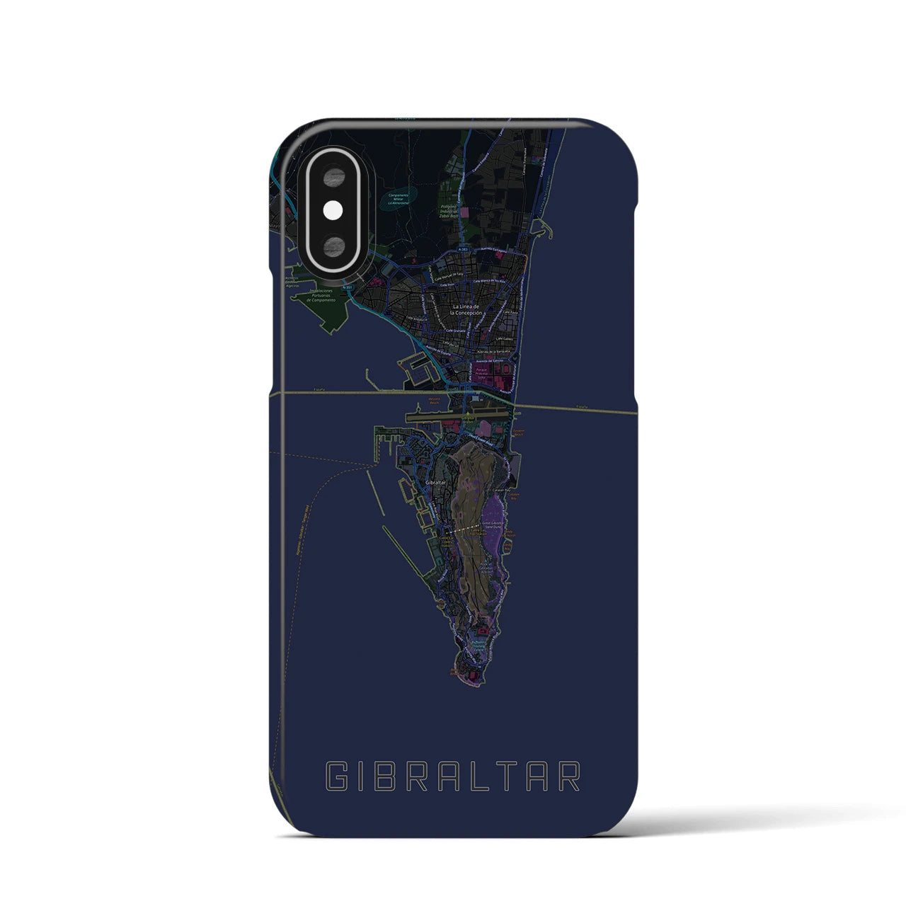 【ジブラルタル（イギリス）】地図柄iPhoneケース（バックカバータイプ）