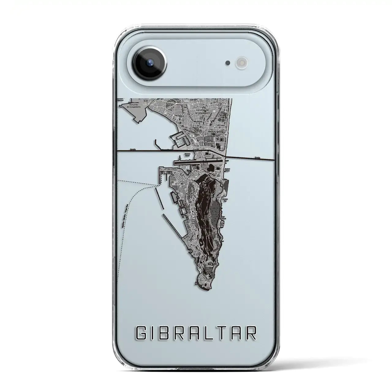 【ジブラルタル（イギリス）】地図柄iPhoneケース（クリアタイプ）