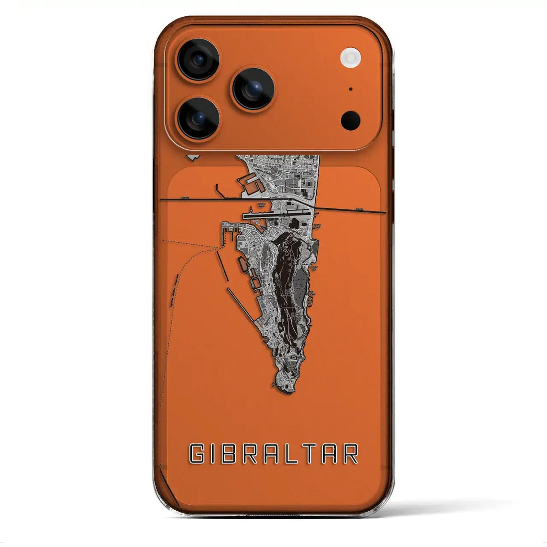 【ジブラルタル(イギリス)】地図柄iPhoneケース(クリアタイプ)モノトーン・iPhone 17 Pro Max 用