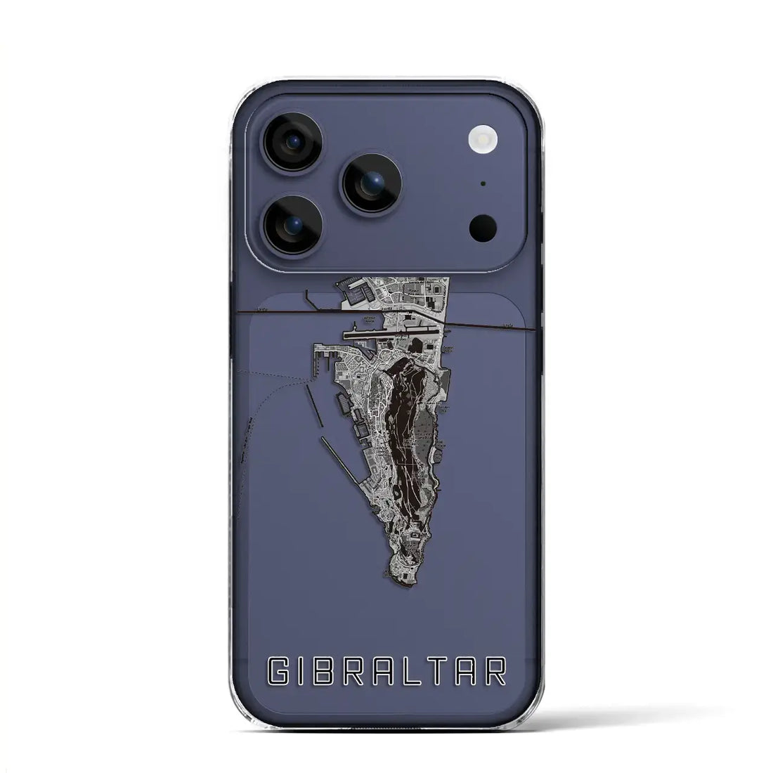 【ジブラルタル（イギリス）】地図柄iPhoneケース（クリアタイプ）モノトーン・iPhone 17 Pro Max 用