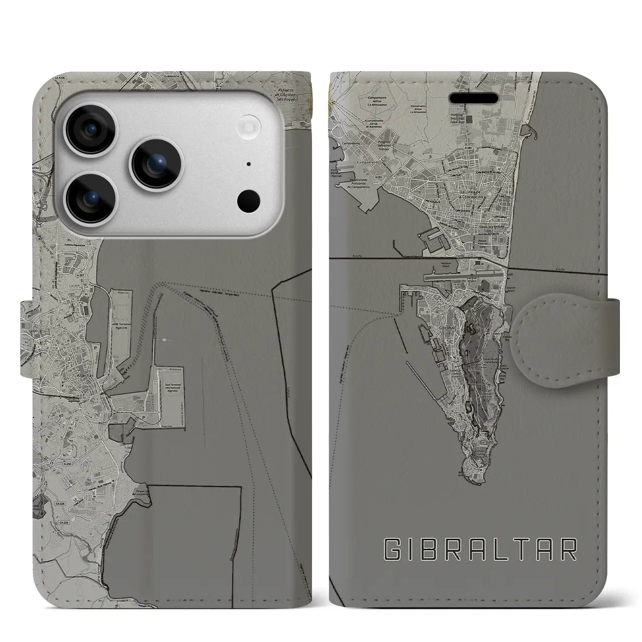 【ジブラルタル（イギリス）】地図柄iPhoneケース（手帳タイプ）