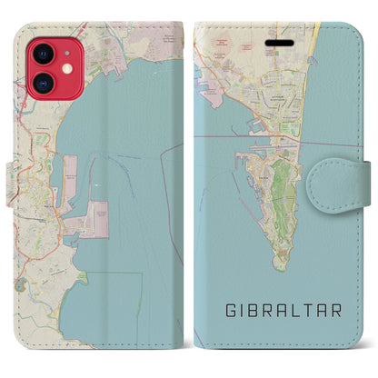 【ジブラルタル（イギリス）】地図柄iPhoneケース（手帳タイプ）ナチュラル・iPhone 11 用