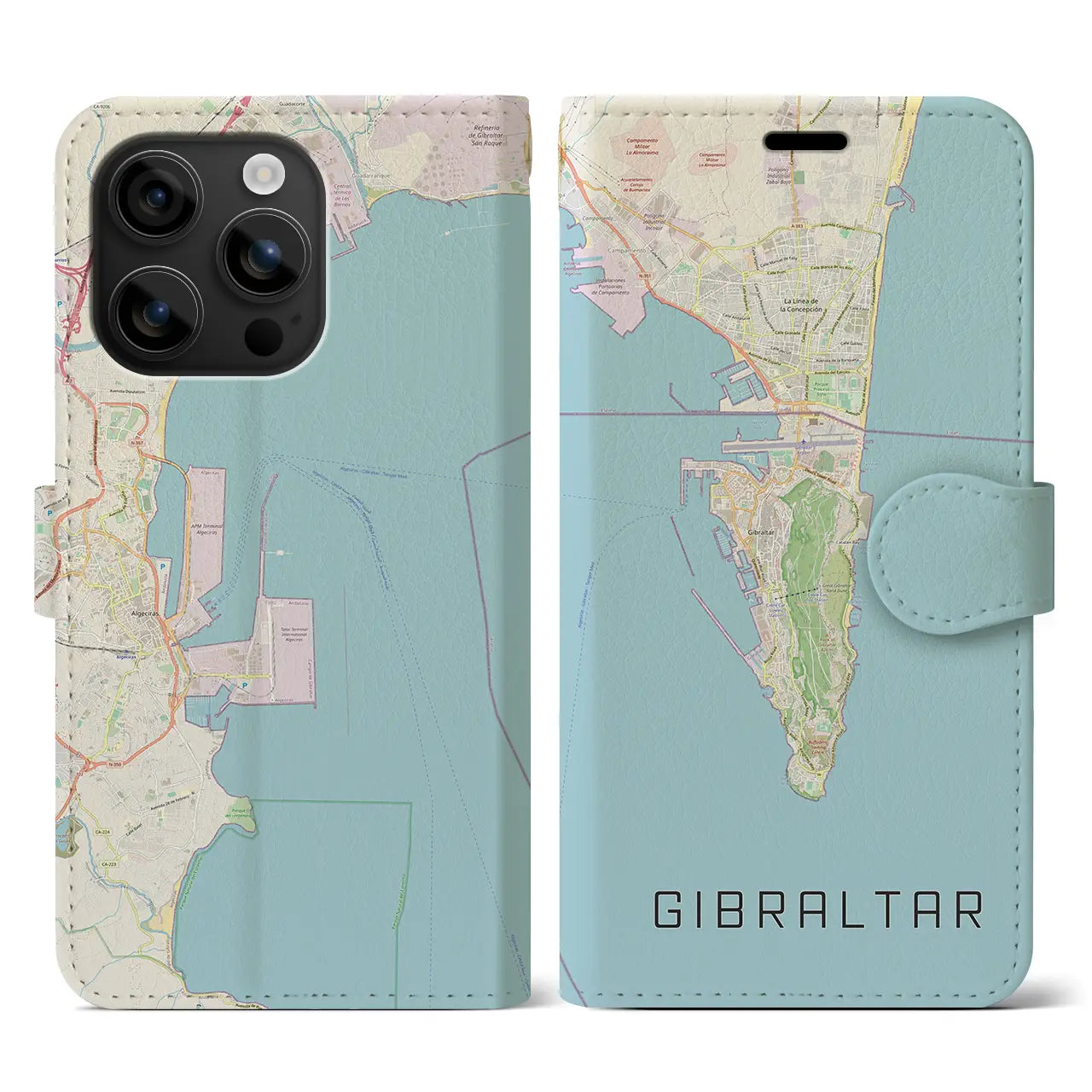 【ジブラルタル（イギリス）】地図柄iPhoneケース（手帳タイプ）ナチュラル・iPhone 16 用