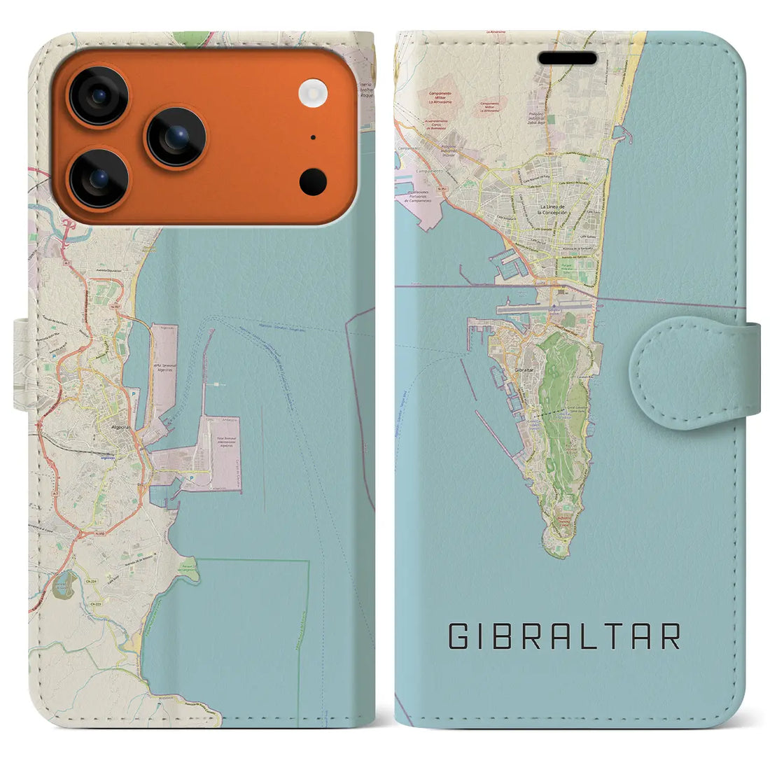 【ジブラルタル(イギリス)】地図柄iPhoneケース(手帳タイプ)ナチュラル・iPhone 17 Pro Max 用