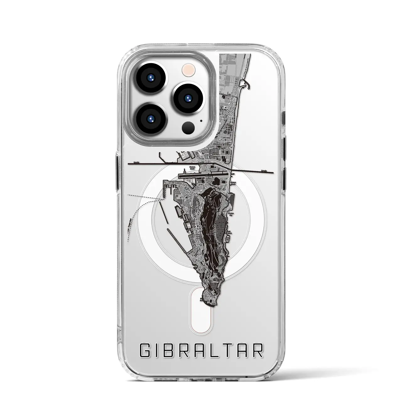 【ジブラルタル（イギリス）】地図柄iPhoneケース（MagSafeタイプ）