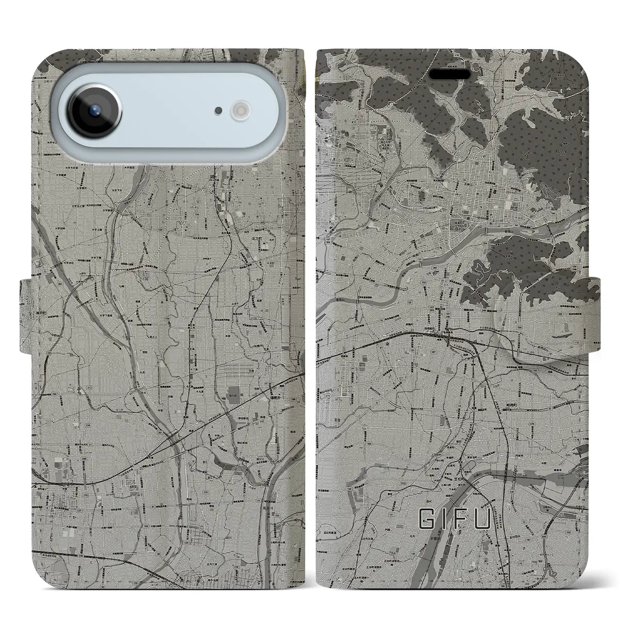 【岐阜（岐阜県）】地図柄iPhoneケース（手帳タイプ）