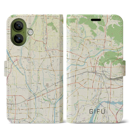 【岐阜（岐阜県）】地図柄iPhoneケース（手帳タイプ）