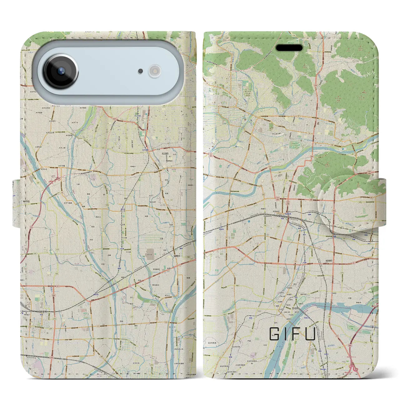 【岐阜（岐阜県）】地図柄iPhoneケース（手帳タイプ）