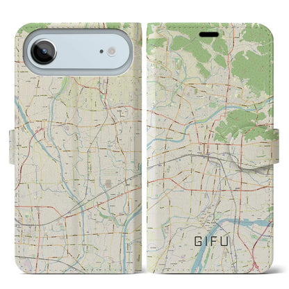 【岐阜（岐阜県）】地図柄iPhoneケース（手帳タイプ）