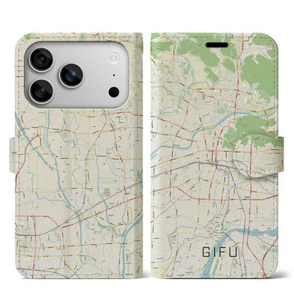 【岐阜（岐阜県）】地図柄iPhoneケース（手帳タイプ）