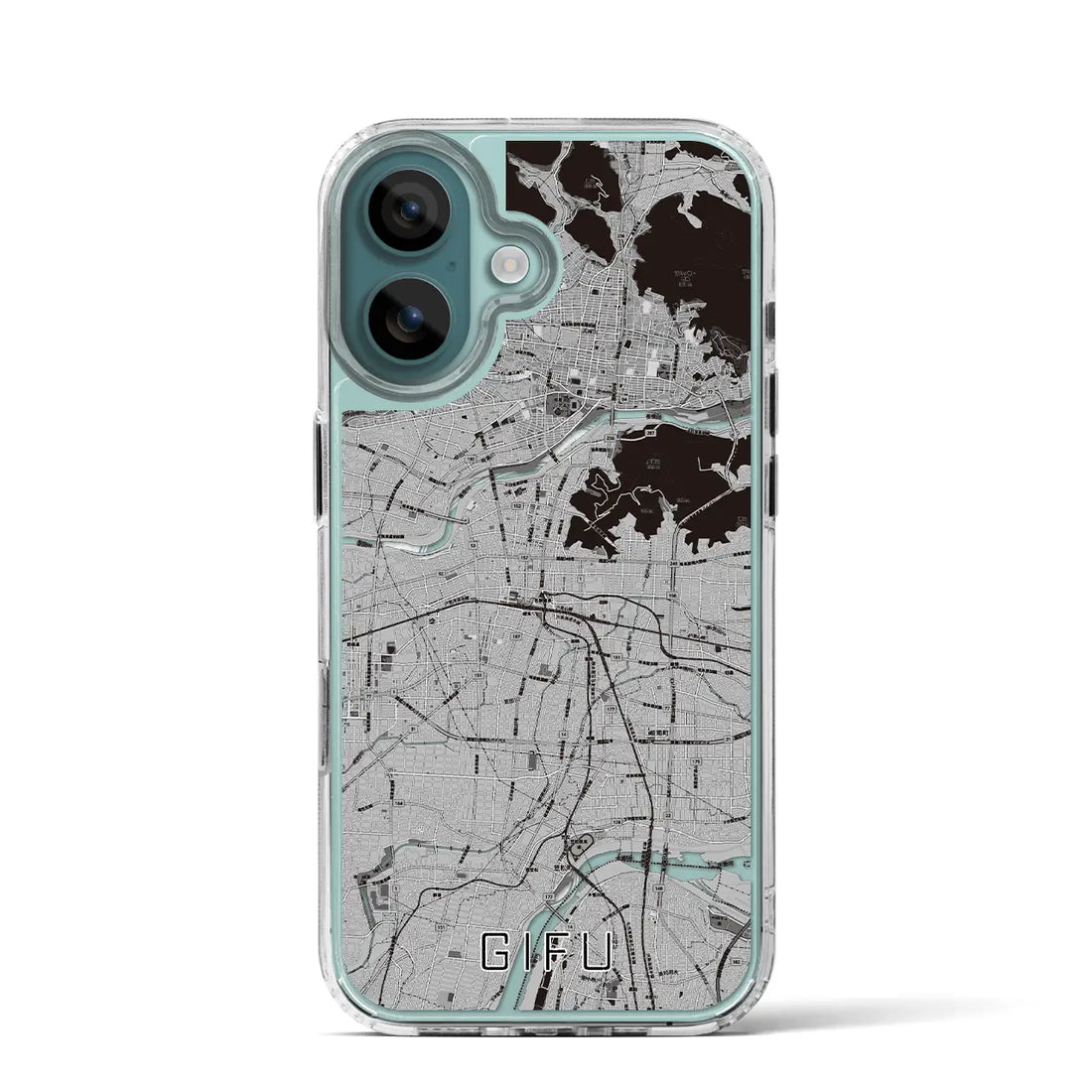 【岐阜（岐阜県）】地図柄iPhoneケース（MagSafeタイプ）モノトーン・iPhone 16 Pro 用