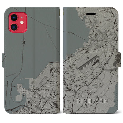 【宜野湾（沖縄県）】地図柄iPhoneケース（手帳タイプ）モノトーン・iPhone 11 用
