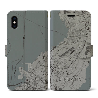 【宜野湾（沖縄県）】地図柄iPhoneケース（手帳タイプ）モノトーン・iPhone XS / X 用