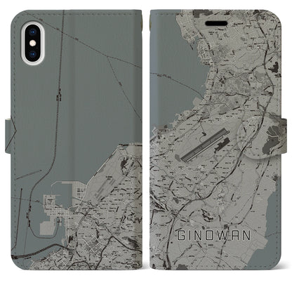 【宜野湾（沖縄県）】地図柄iPhoneケース（手帳タイプ）モノトーン・iPhone XS Max 用