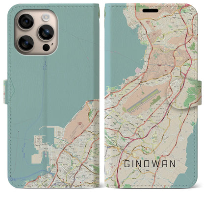 【宜野湾（沖縄県）】地図柄iPhoneケース（手帳タイプ）ナチュラル・iPhone 16 Plus 用