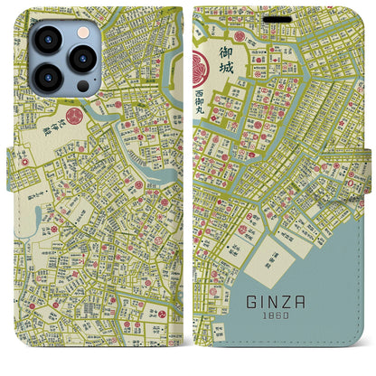 【銀座（東京都）】万延江戸図iPhoneケース（手帳タイプ）