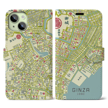 【銀座（東京都）】万延江戸図iPhoneケース（手帳タイプ）