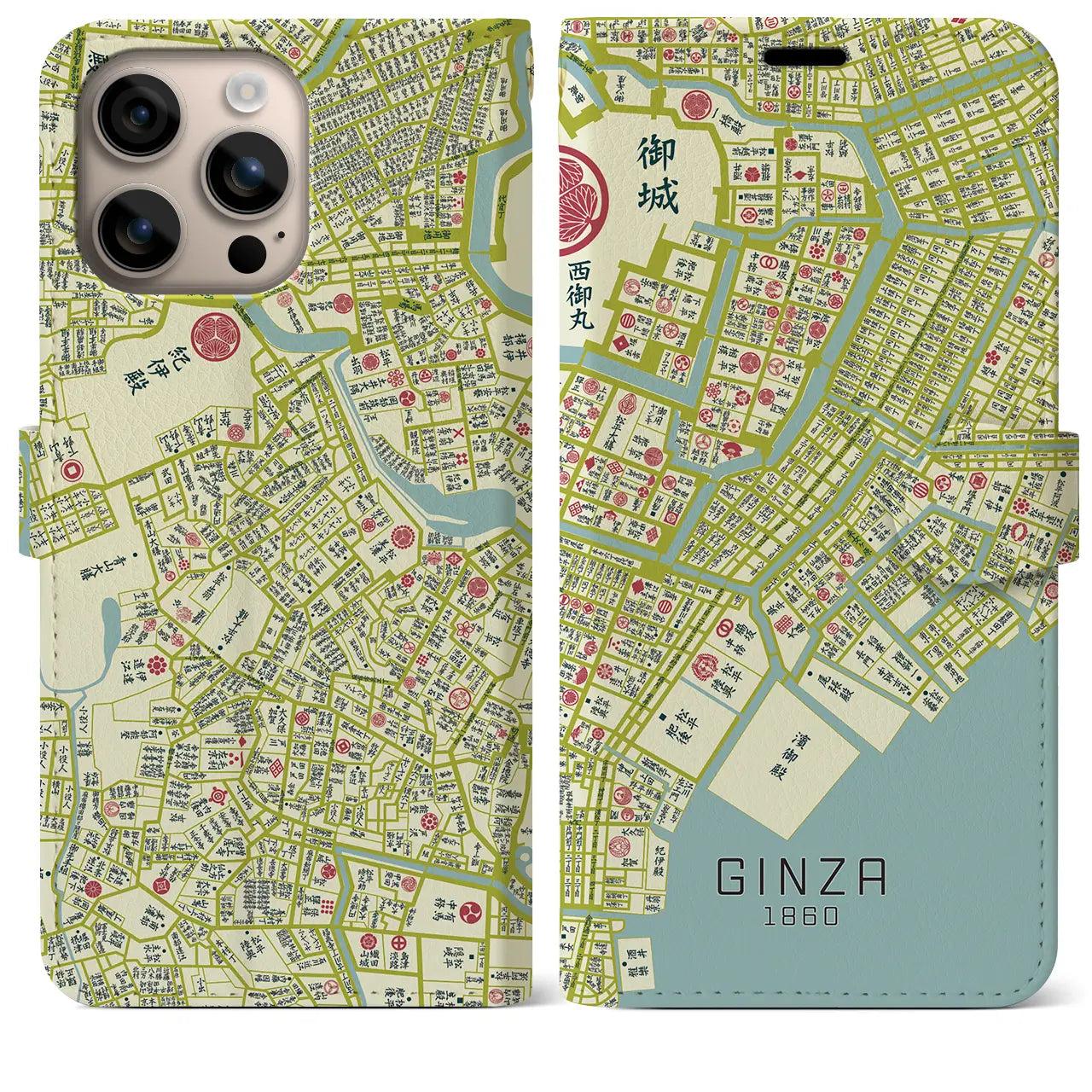 【銀座（東京都）】万延江戸図iPhoneケース（手帳タイプ）