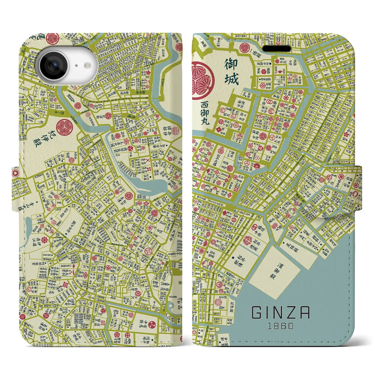 【銀座（東京都）】万延江戸図iPhoneケース（手帳タイプ）