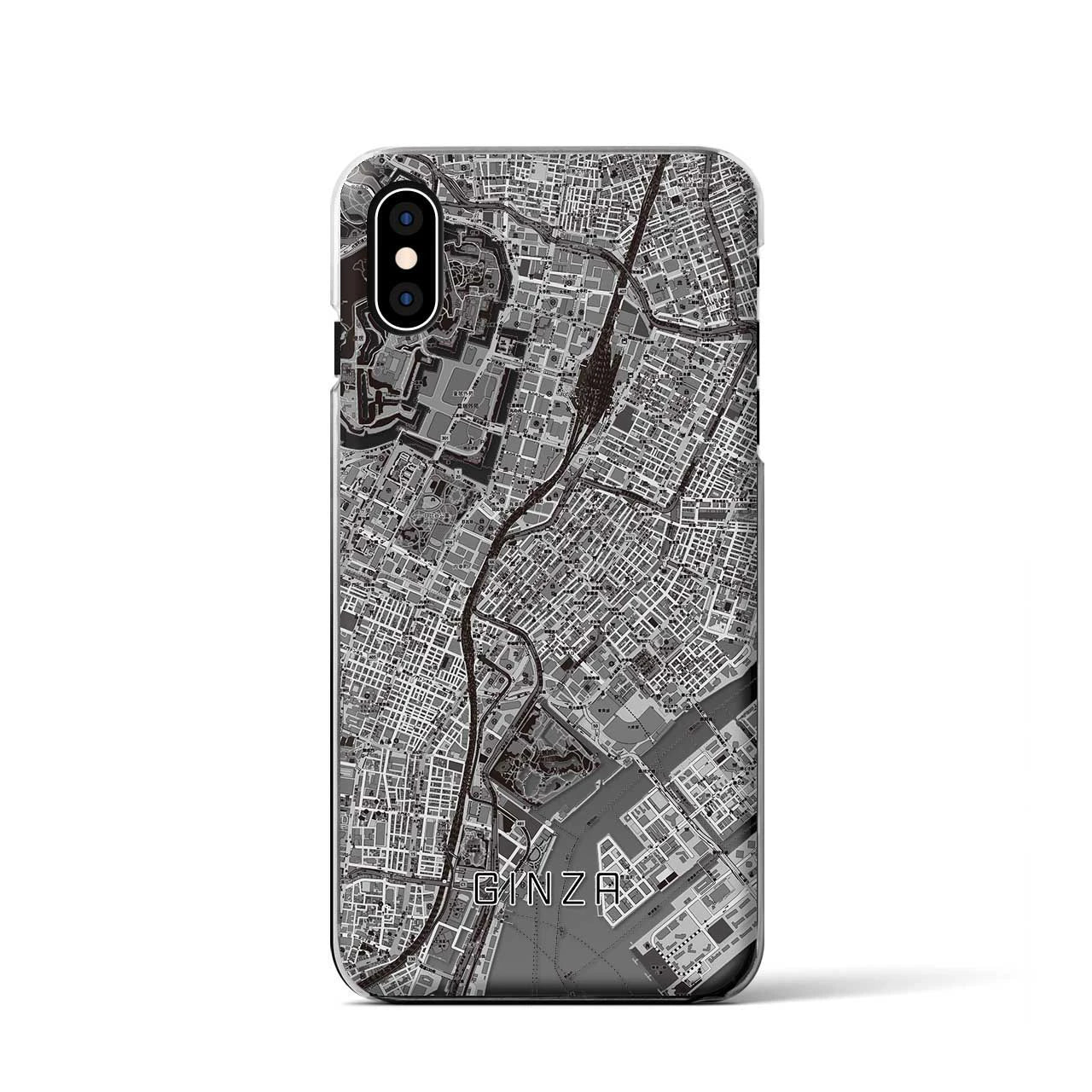 【銀座（東京都）】地図柄iPhoneケース（クリアタイプ）モノトーン・iPhone XS / X 用