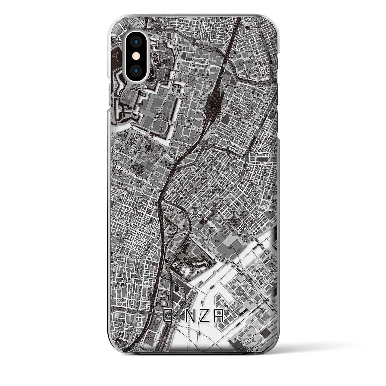 【銀座（東京都）】地図柄iPhoneケース（クリアタイプ）モノトーン・iPhone XS Max 用